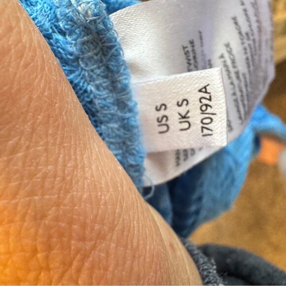 Free People Blue Westend Thermal Top Blouse Womens S Oversized Boho Fall Sweater - Picture 9 of 11